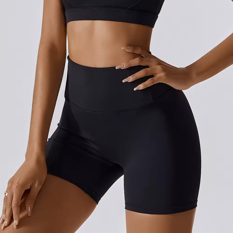Shorts desportivos femininos de cintura alta, push up, de alta elasticidade, ideais para yoga, corrida, ginásio e treino