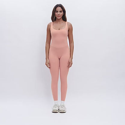 Macacão feminino de fitness e desporto, conjunto de ioga respirável e de secagem rápida, roupa desportiva feminina para ginásio com efeito push up.