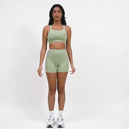 Shorts desportivos femininos de cintura alta, push up, de alta elasticidade, ideais para yoga, corrida, ginásio e treino