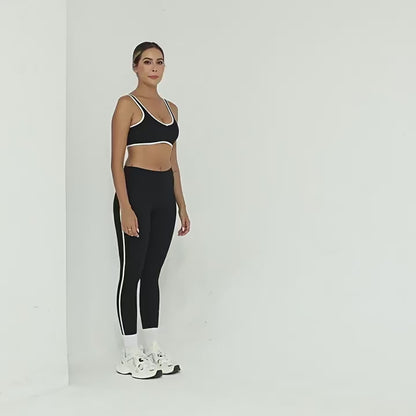 Conjunto feminino de treino com 2 peças — roupa desportiva de ioga, leggings e sutiã desportivo com efeito push up para ginásio e fitness.