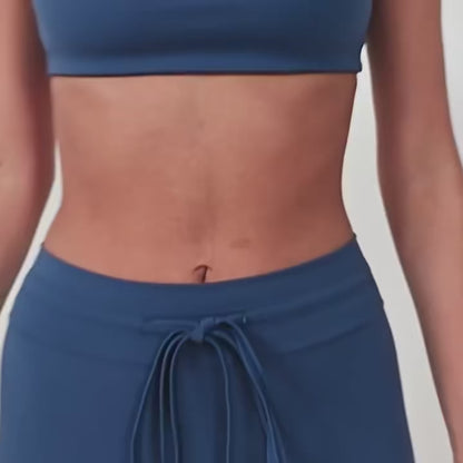 Leggings desportivas de cintura alta com cordão, efeito push up e levantamento dos glúteos, ideais para yoga, treino, corrida e uso no ginásio